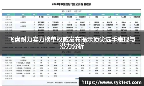 飞盘耐力实力榜单权威发布揭示顶尖选手表现与潜力分析